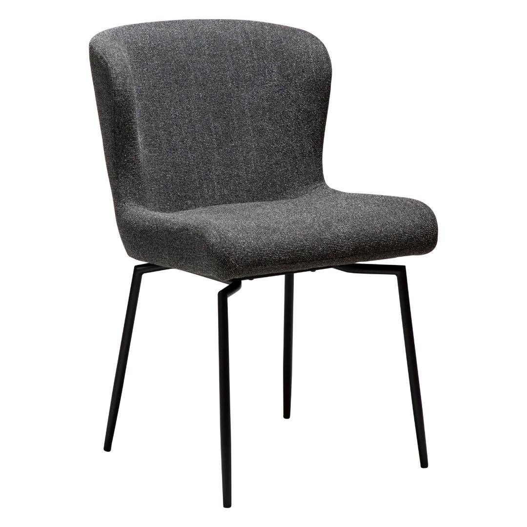 Glam Dan-Form krzesło stołowe nogi obrotowe bouclé ciemnoszary.