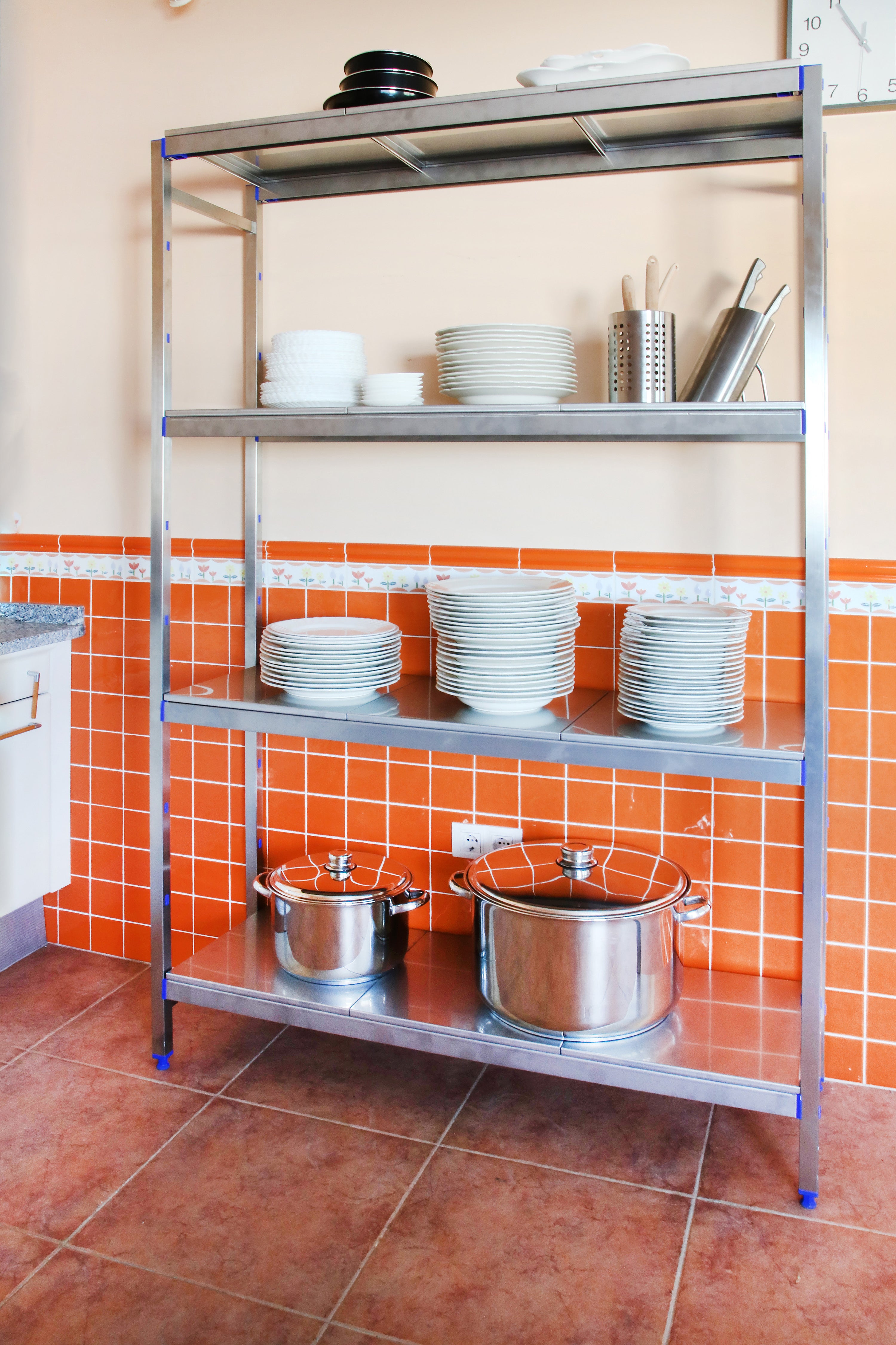 SIMONINOX Étagère 4 étagères en métal sans vis (160x126x50cm) INOX ...