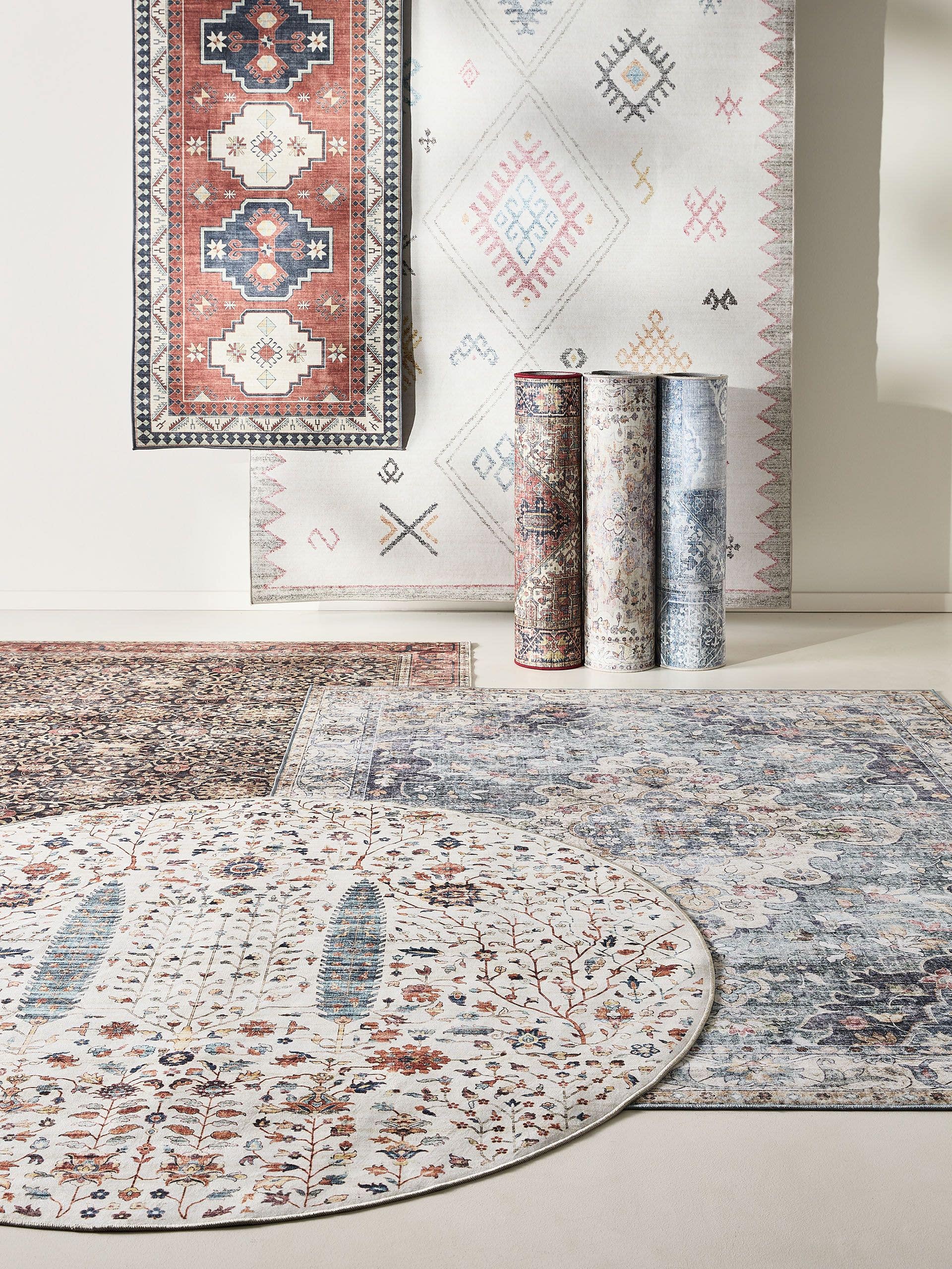 BENUTA - Tapis lavable George rose/beige ø 120 cm rond - 6