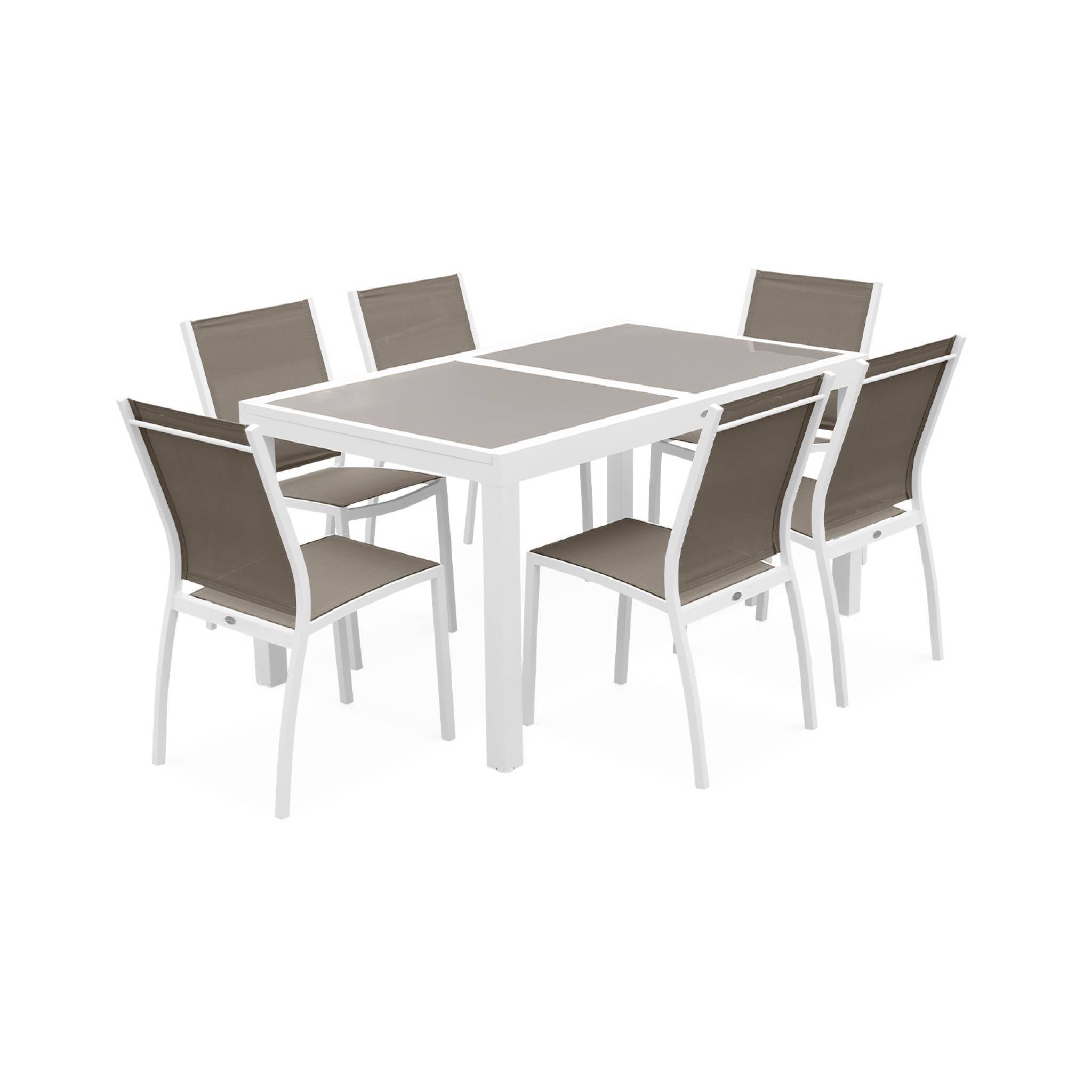 Mesa de jardín extensible de aluminio con 6 sillas Blanco - 210x90x75 cm - 3