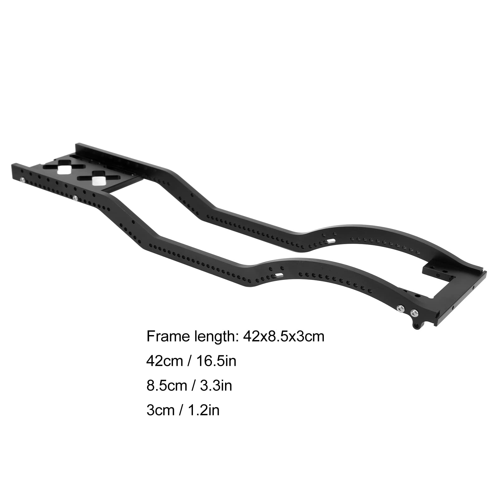 Telaio per auto RC in lega di alluminio con paraurti anteriore e posteriore per SCX10 D90 1/10 RC Crawler (nero) - 6