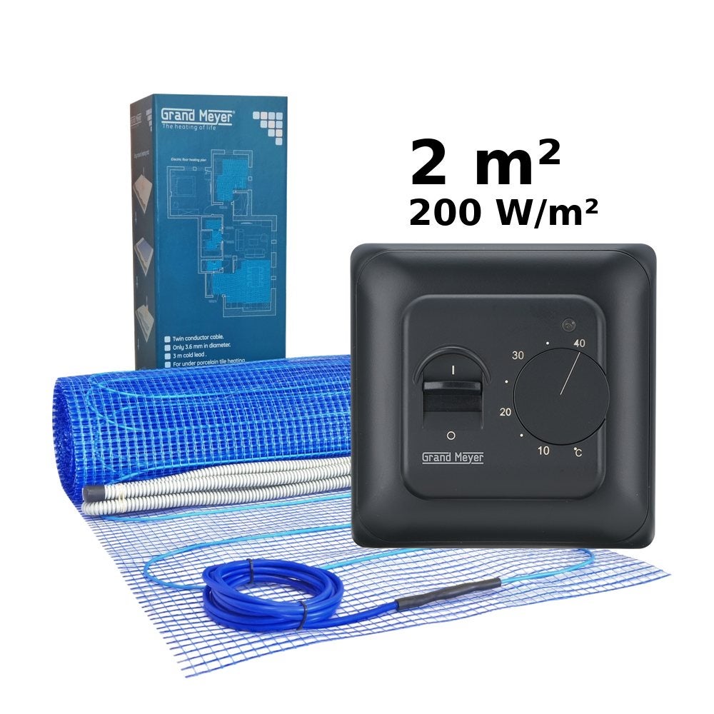 Zestaw do ogrzewania podłogowego 2 m², 200 W/m² + termostat MST-10