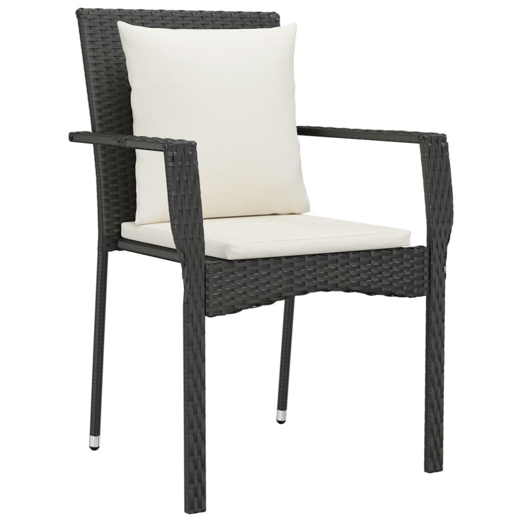 Maison Exclusive - Set da Pranzo da Giardino 5 pz Nero con Cuscini in Polyrattan - 5
