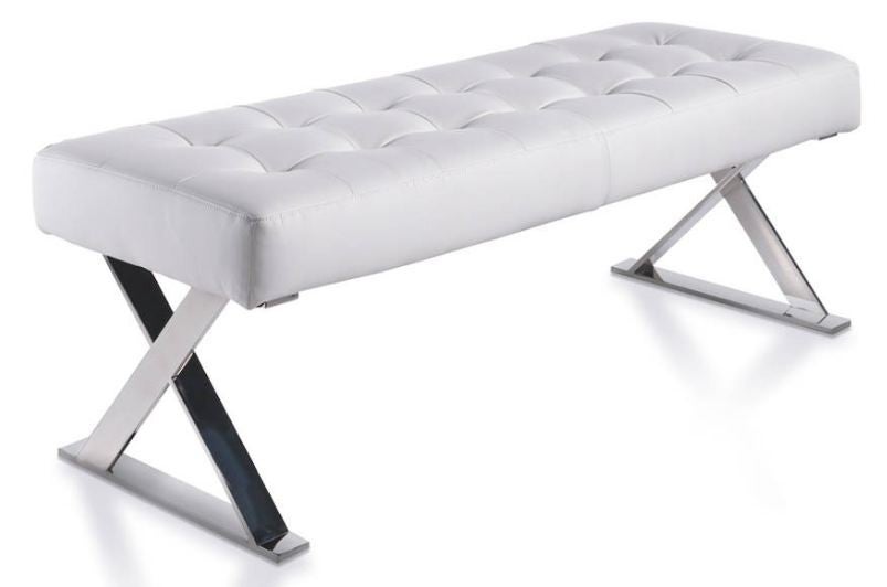 Banco acolchado de piel sintética y patas de acero inoxidable lony-color aqua 71 gris claro