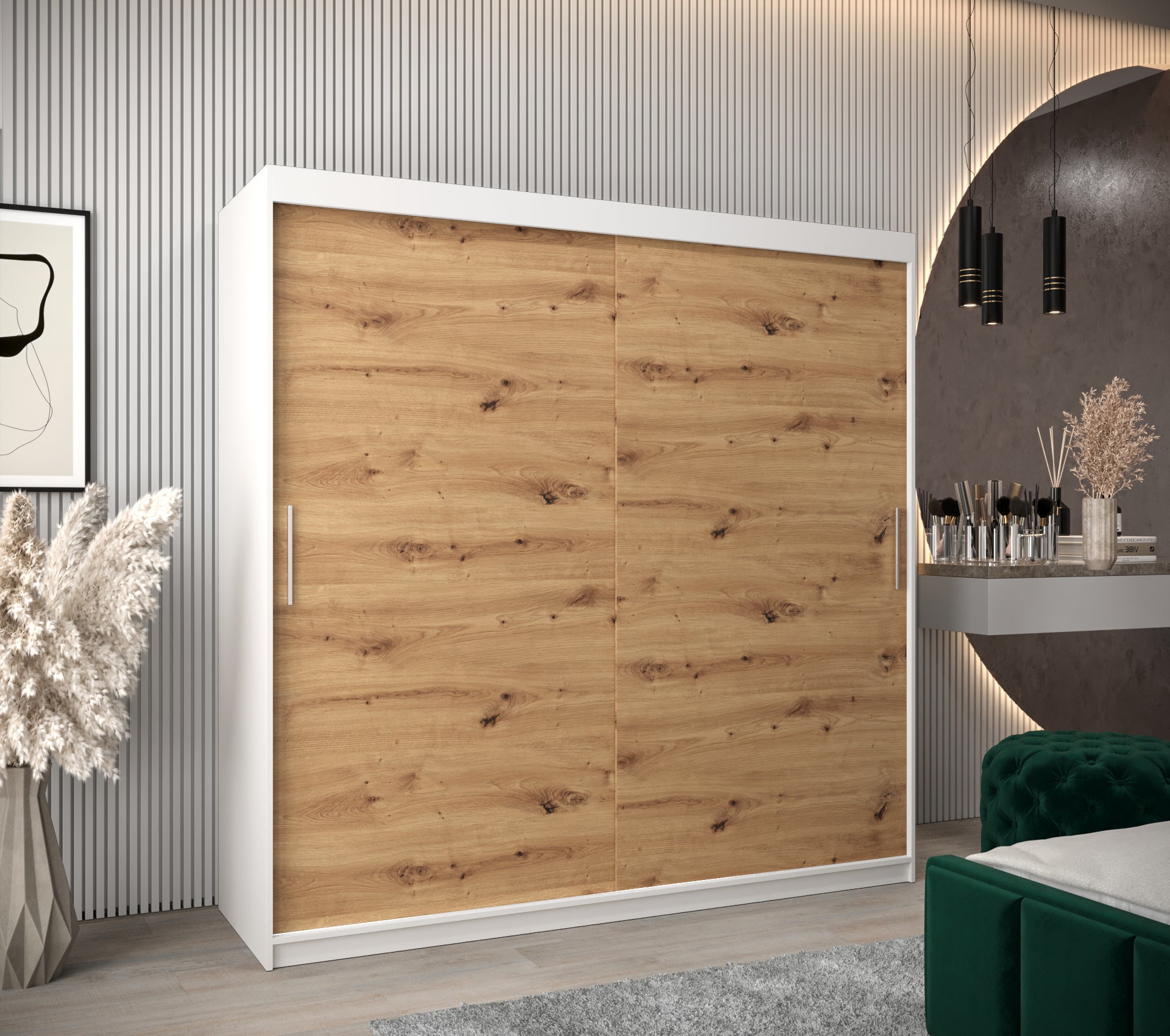 Szafa przesuwna garderoba TOKYO 200 x 62 x 200 cm Biały + Artisan - Abiks Meble