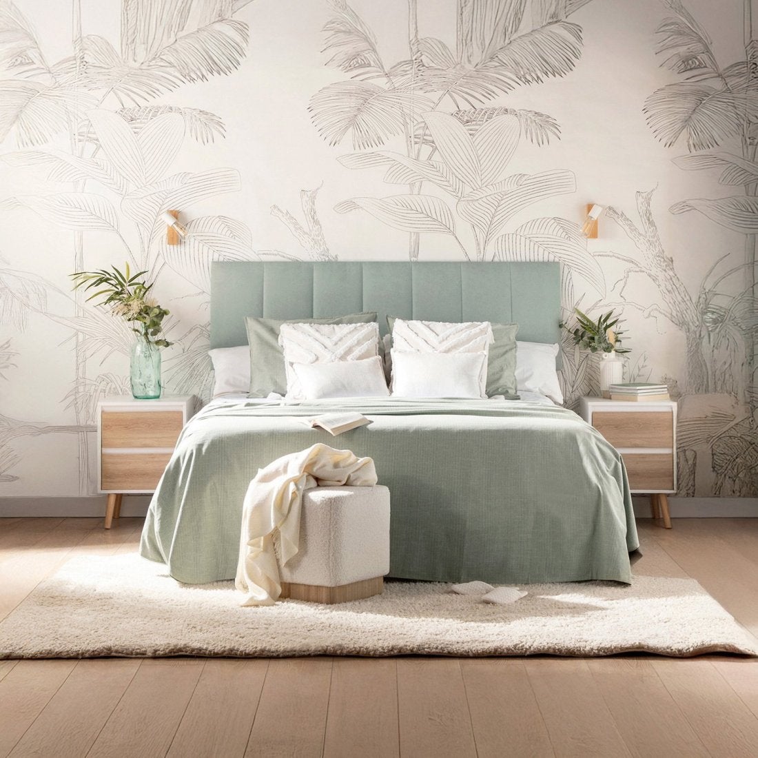 Pack 2 mesitas de noche efecto madera blanco-natural 40 x 59 cm - 2