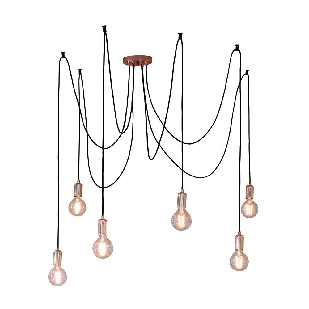 Lampa sufitowa pająk STUDIO miedziano-czarna 6xE27x40W metal wym:162x300x300cm IP20 Endon