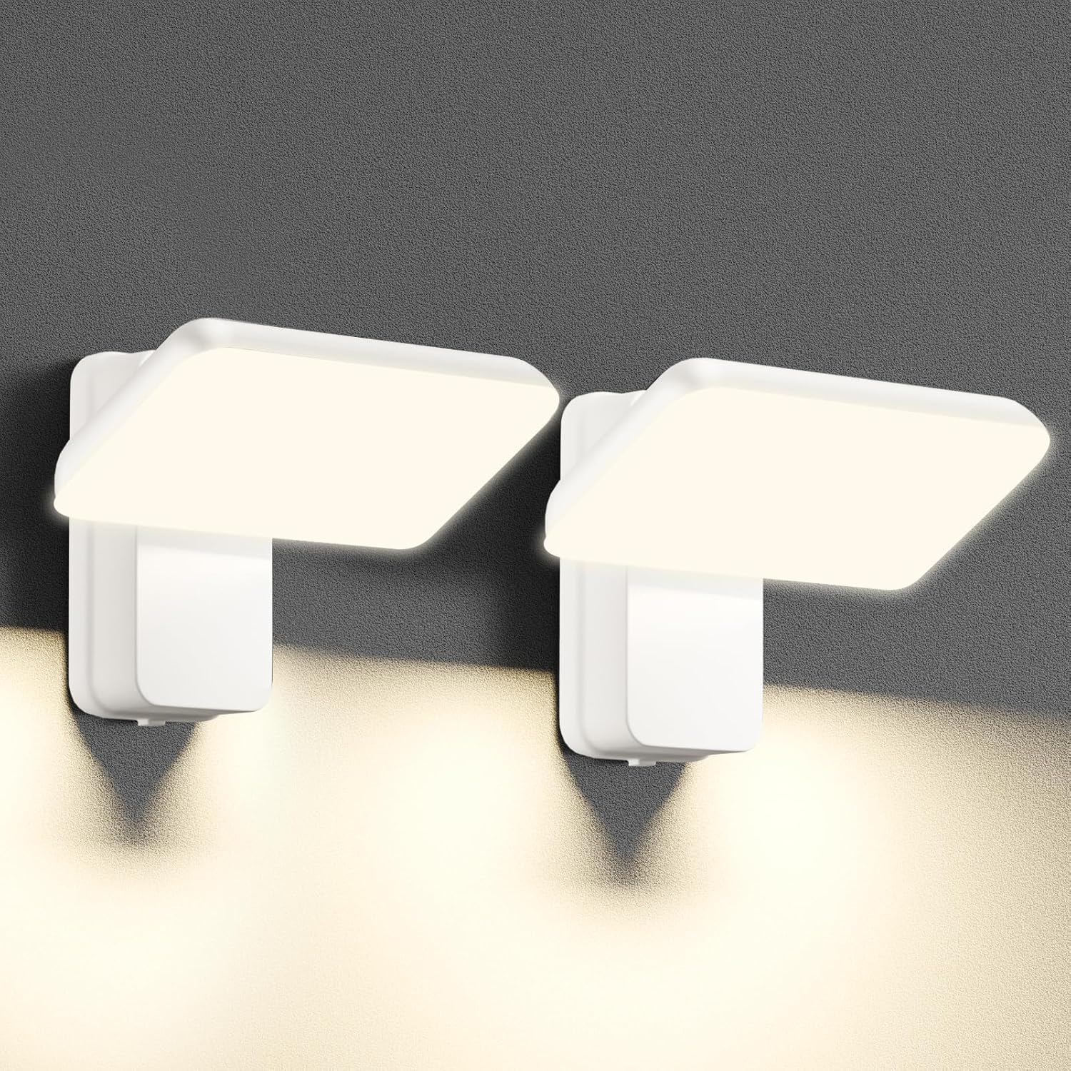 Zestaw 2 kinkietów LED do wewnątrz i na zewnątrz, wodoodporne lampy ogrodowe z aluminium IP65, obrót o 350°, światło ciepłe 3000K