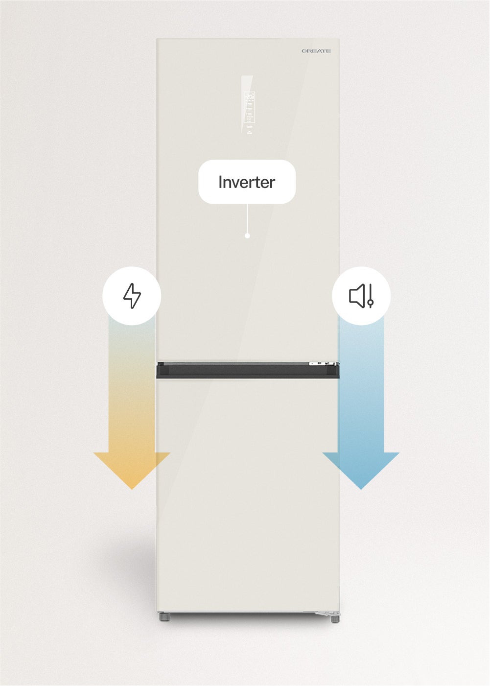 CREATE - FRIDGE STUDIO COMBI PRO 402 - Réfrigérateur-congélateur combiné 402L No Frost avec Space Pro et Care+- Blanc cassé - 8