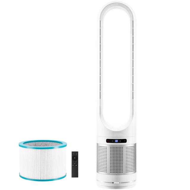 Ventilador torre sem pás, velocidades ajustáveis, oscilação, temporizador, filtragem HEPA, controle remoto SucceBuy