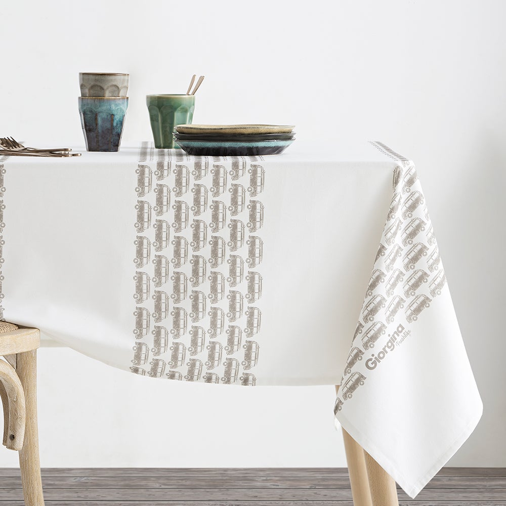 Mantel antimanchas para mesa rectangular, 100% algodón, mantel picnic - 150x220cm - camper van