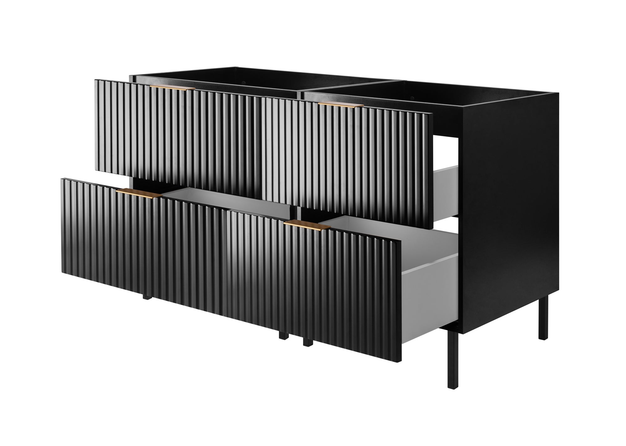 Meuble sous double vasque sur pieds FLOW noir 120 cm - 5