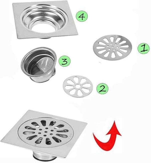 SCARICO A PAVIMENTO Acciaio Inox Doccia Madeira 50 CM Piastrelle BAR SCARICO A PAVIMENTO Acciaio Inox Doccia Madeira 50 CM Piastrelle BAR
