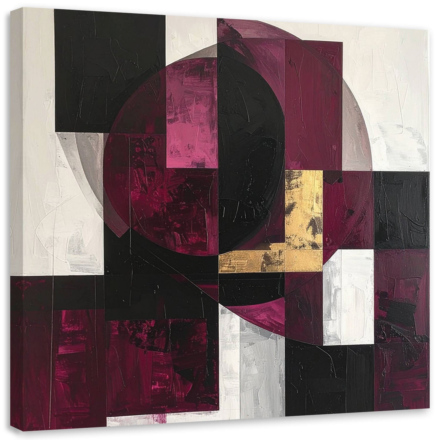 Obraz do salonu biura kuchni, Abstrakcja geometryczna w odcieniach burgundu 40x40