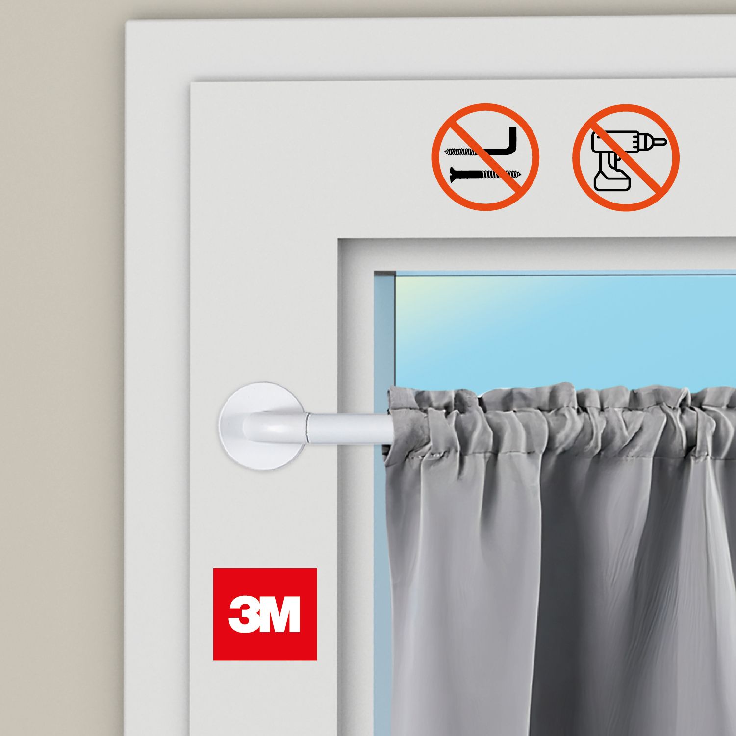 Barra de cortina extensible , portavisillo adhesivo metálico marco ventana | diámetro 10mm | 1 ud | blanco, 40-70cm