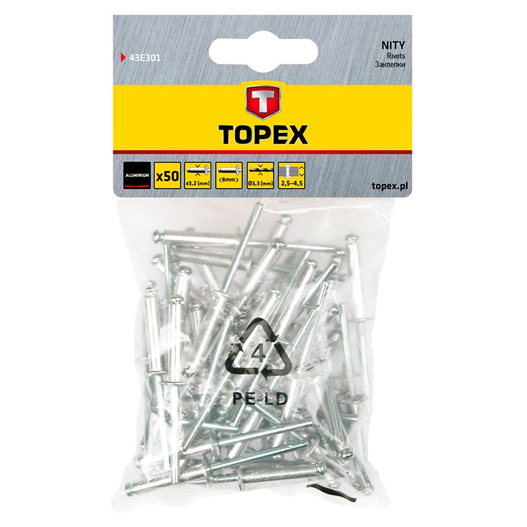 Nituri Al 3.2 mm x 8 mm, 50 buc -set 43E301