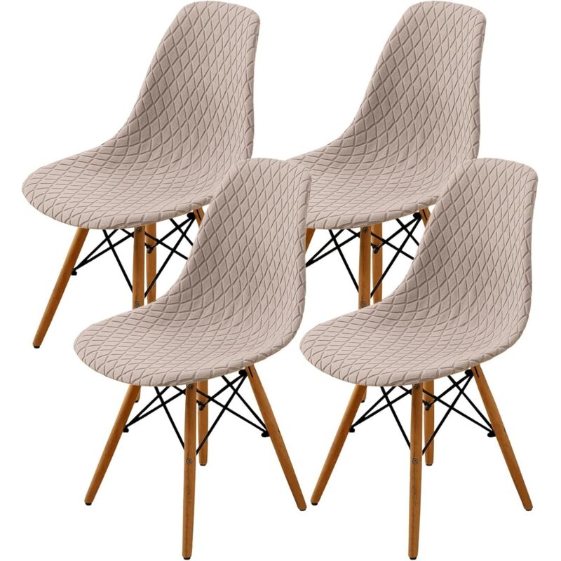 4 piese huse de scaun scandinave, huse elastice pentru scaune de masă, jacquard cu romburi, kaki