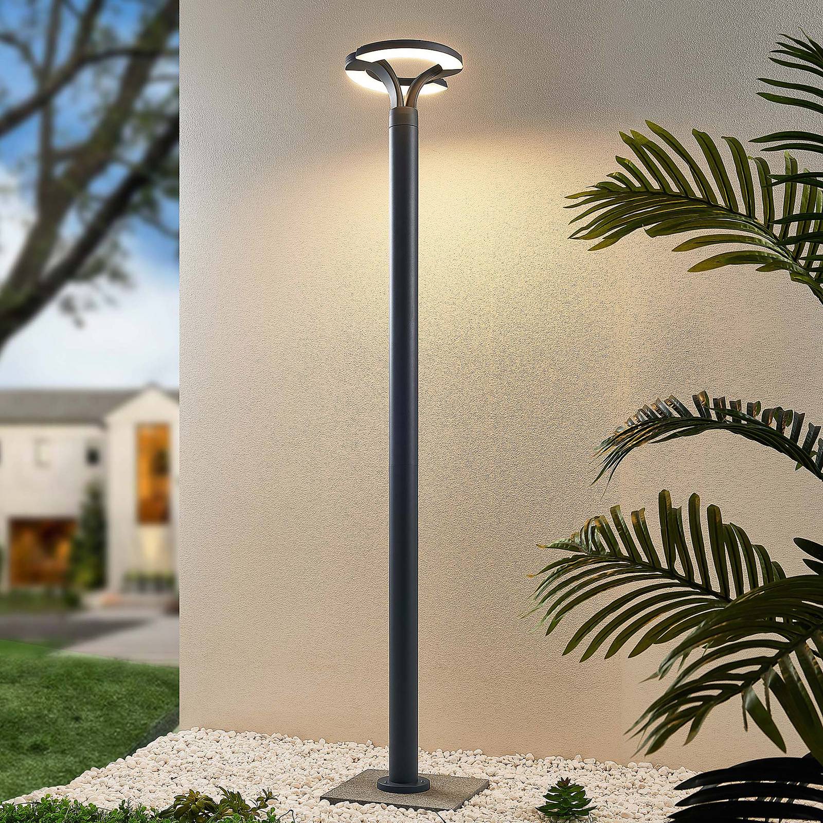 Lindby lampada LED da esterno Keily, cerchio, antracite, metallo, Candelabro, lampada da esterni - 2