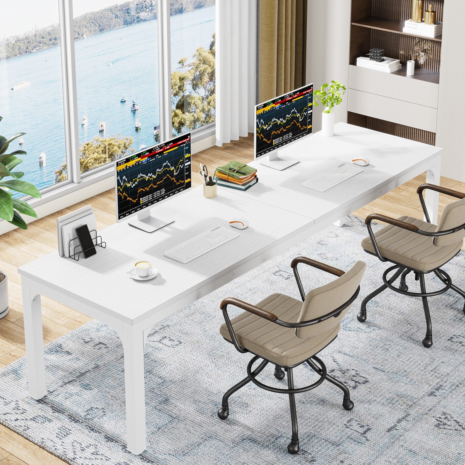 Scrivania Per Computer 80x40x75 Cm, Tavolo Da Ufficio In Legno E Acciaio, Con Supporto Per Pad Regolabile, Struttura Portata 150kg, Nero - 2