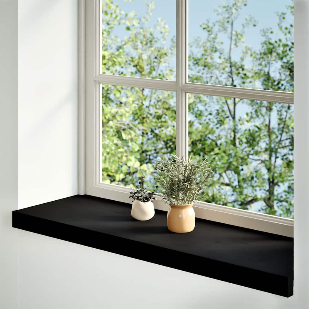 Pack 2 uds alféizares de ventana | repisa de ventana madera maciza roble marrón oscuro cfw79849