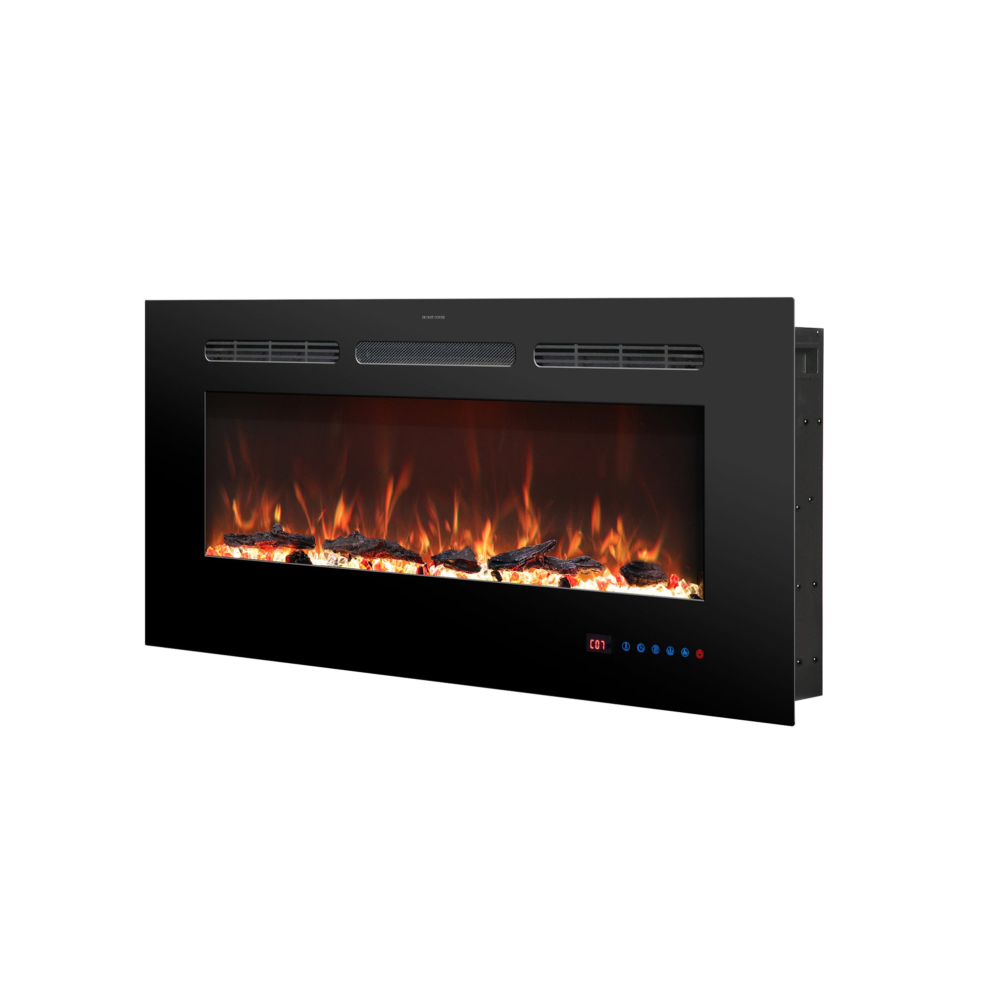 Parrot Uncle Chimenea Eléctrica Multifunción - 169 Efectos Llama, 13 Colores, 2 Niveles Calor 750W/1500W, Temporizador, Empotrada o Pared - 2