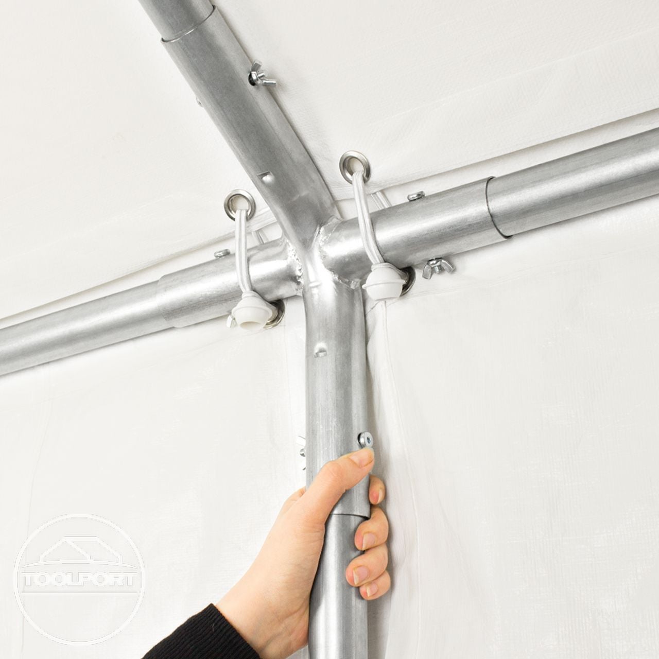 TOOLPORT Tente de réception 5x10 m Tente de Jardin Blanc bâche PE 500 N imperméable résistante aux UV avec Cadre de Sol - 6