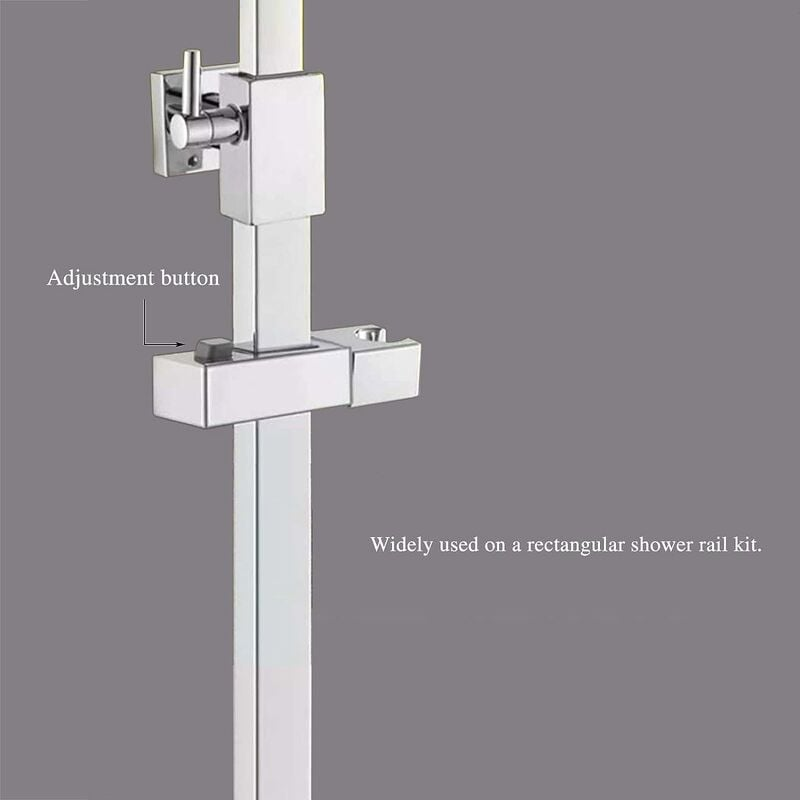 Supporto Soffione Doccia Regolabile In Altezza Per Tubo Quadrato 30x18 Mm - Design Moderno, Nero, ABS, Facile Installazione