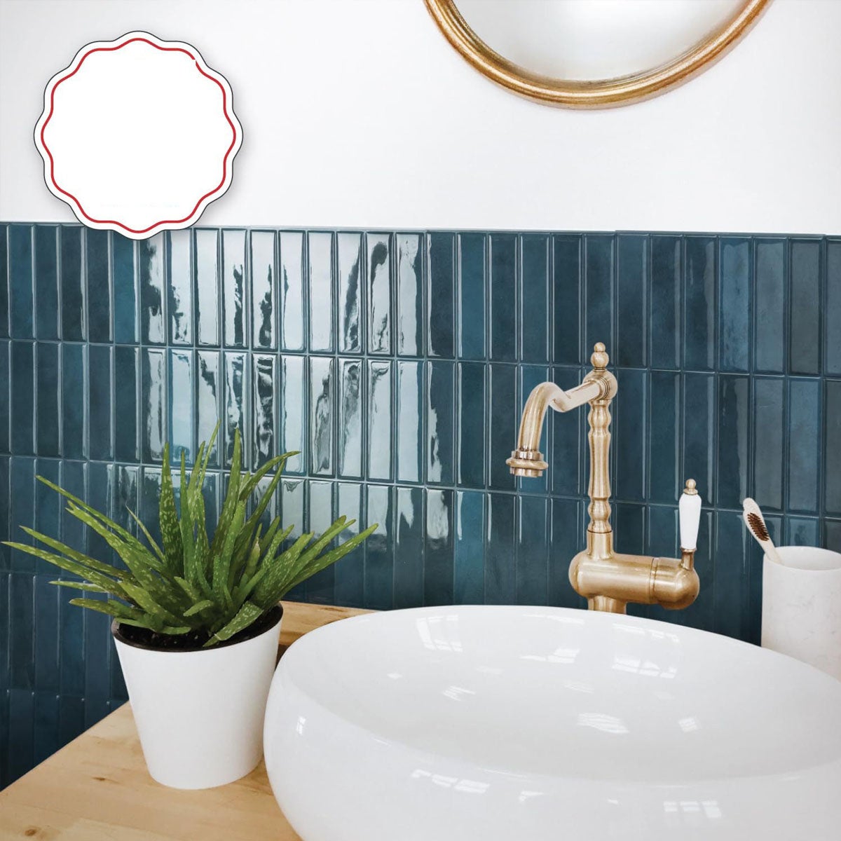 Lot de 10 crédences adhésives pour cuisine, salle de bain, carrelage mural, bleu - 6