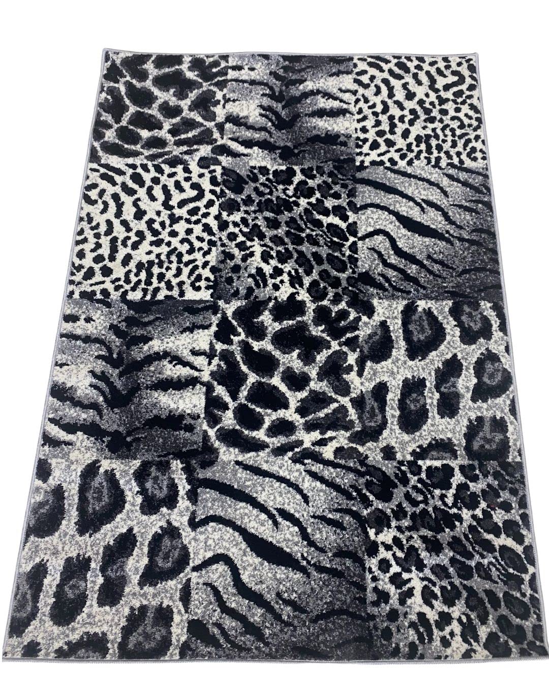 Alfombra moderna diseño cebra a cuadros | pelo corto polipropileno lavable | varias medidas | para salón, comedor, sala o habitación (190 x 280 cm)