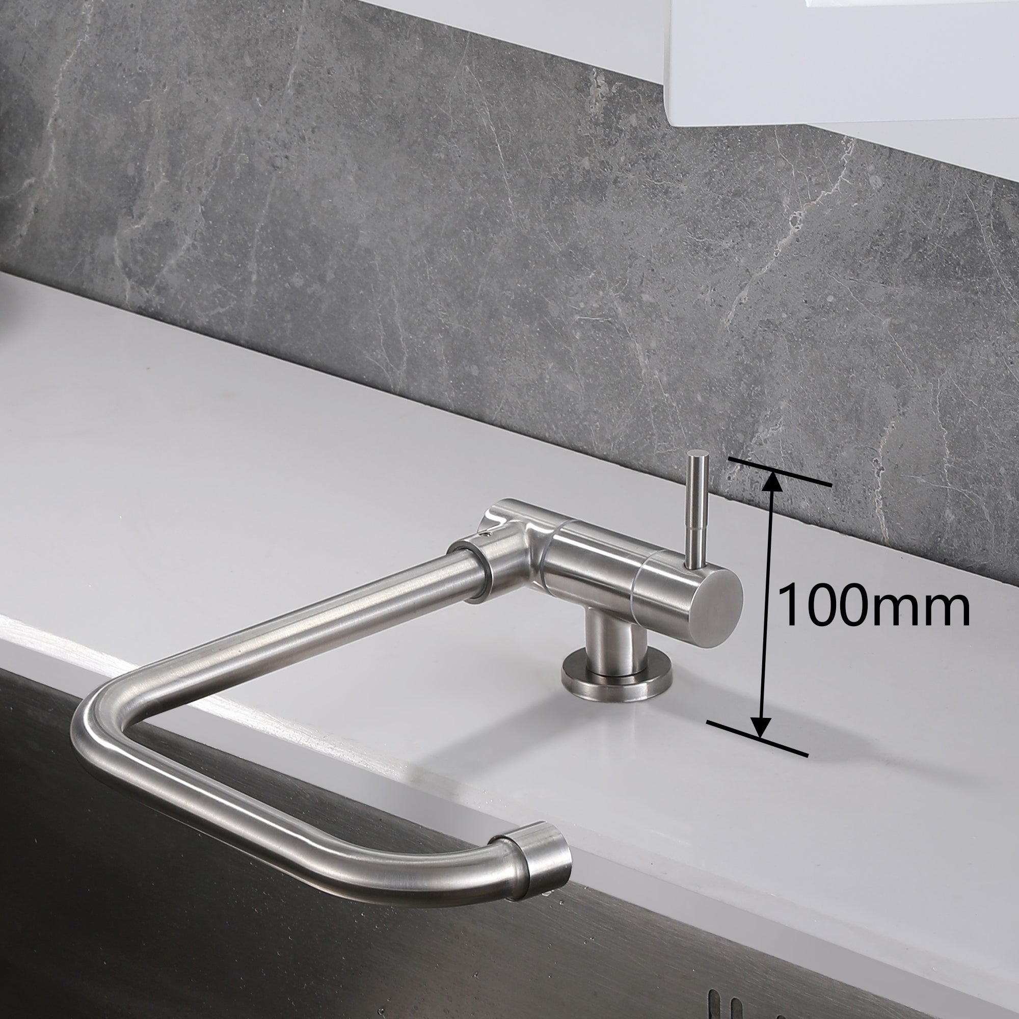 SUMERAIN Robinet de Cuisine Rabattable Pivotant à 360°, Robinet en Acier Inoxydable pour Eau Froide Seulement - 3