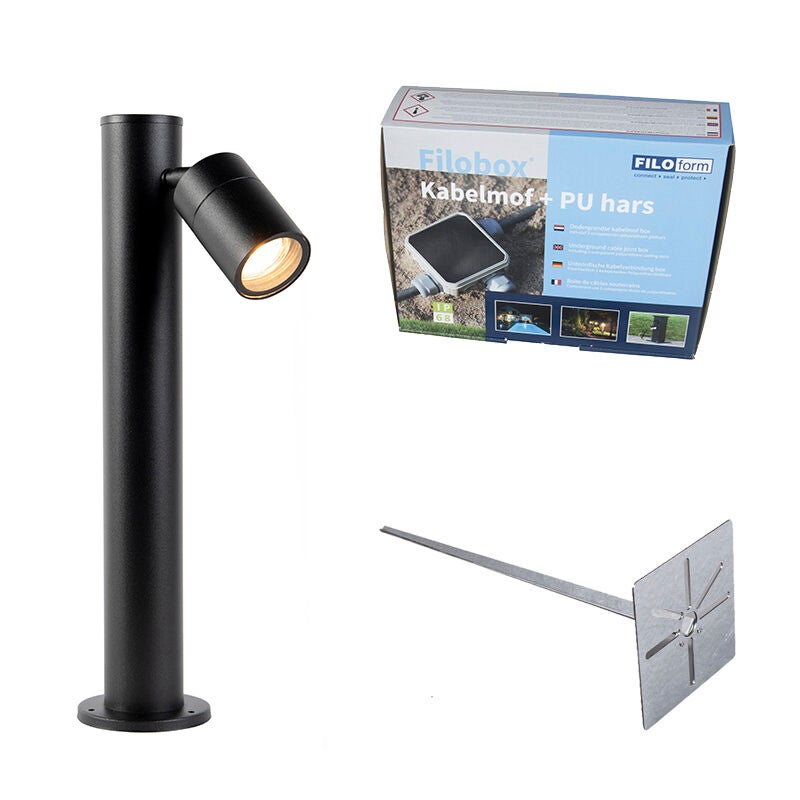 Qazqa nowoczesny lampa słupkowa do ogród - Solo - czarny, max. 35w, kompatybilny z żarówką LED, gu10, 45cm, IP44