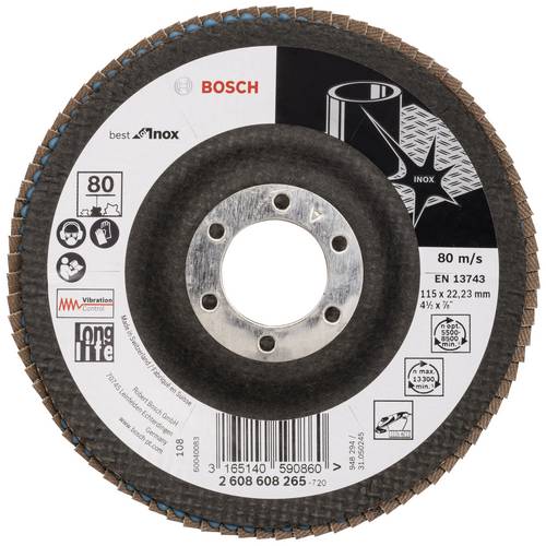 Bosch Tarcza listkowa Best for Inox 115 22,23 80 skośna Talerz z włókna szklanego - 2608608265