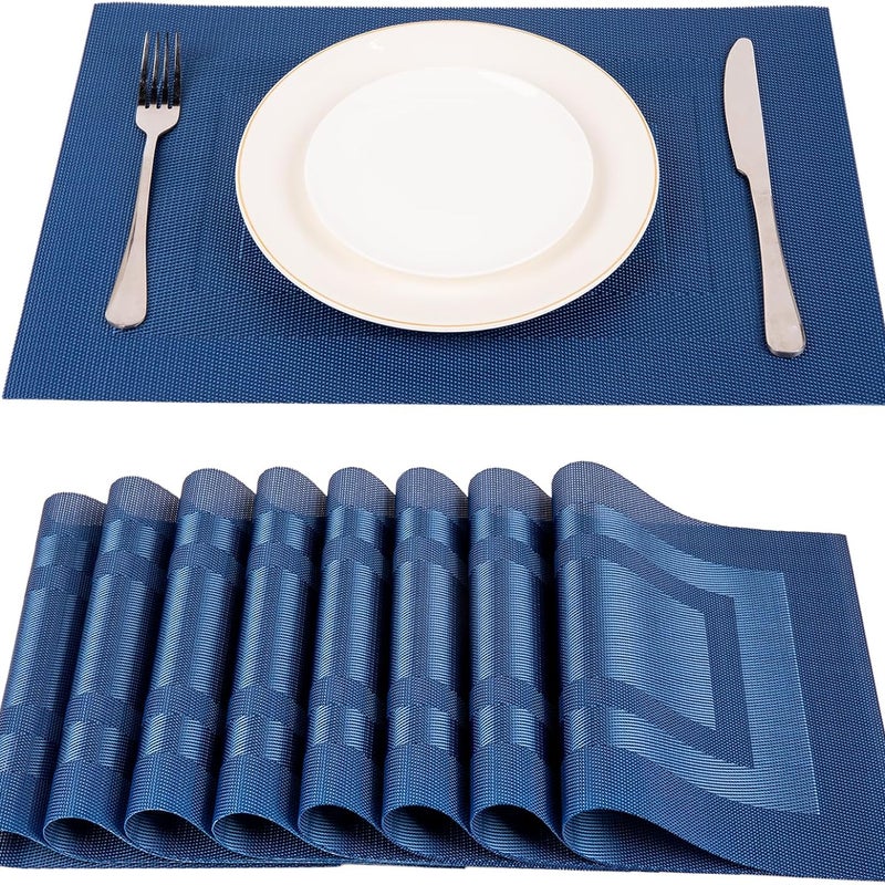 Podkładki z tworzywa PVC (zestaw 8 szt.), wodoodporne, termoizolacyjne, antypoślizgowe, odporne na olej, zmywalne - niebieskie