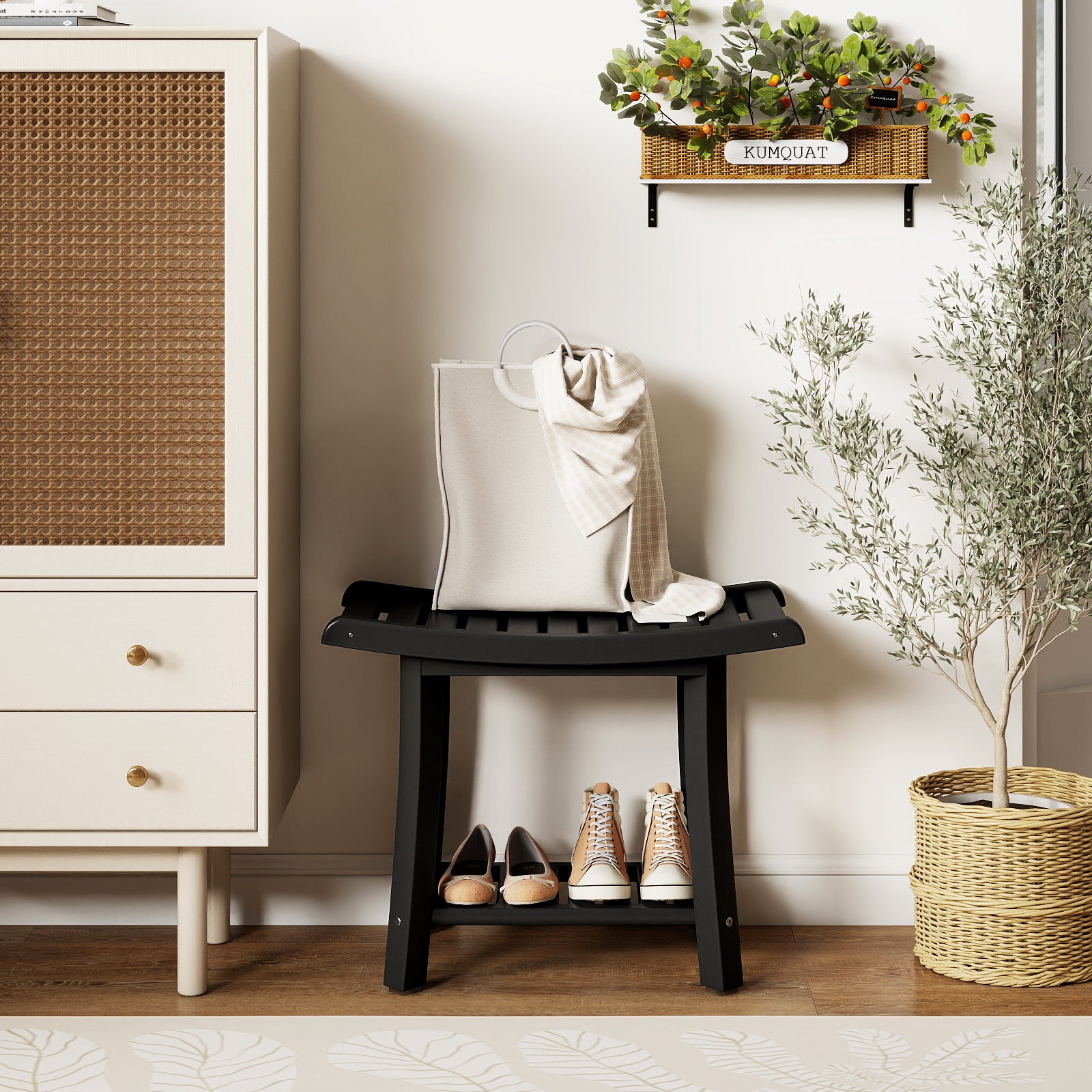 Tabouret Salle de Bain 2 Niveaux en PEHD Étanche, Banc de Douche Antidérapants Siège Incurvé pour Enfants et Adultes Charge 150kg, Noir - 8