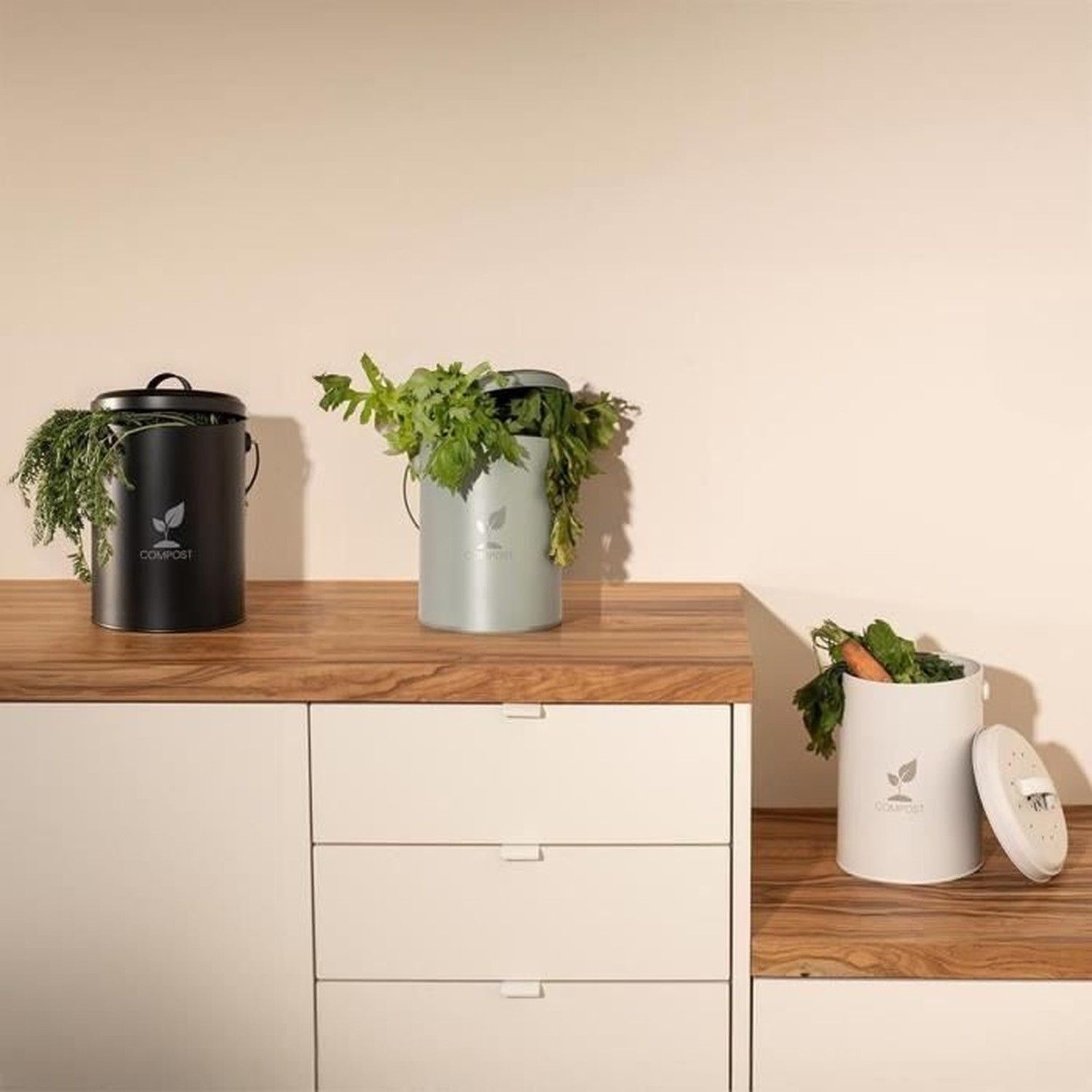 Seau à compost de cuisine crème 6l - Livoo MES154C - 5