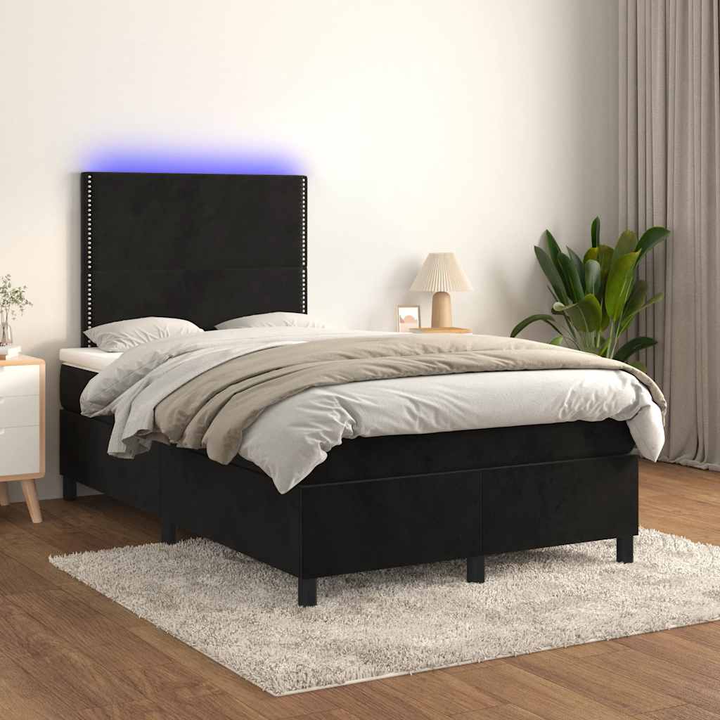 Sommier à lattes et matelas LED, noir, en velours, pour la chambre, 120 × 190 cm - 5