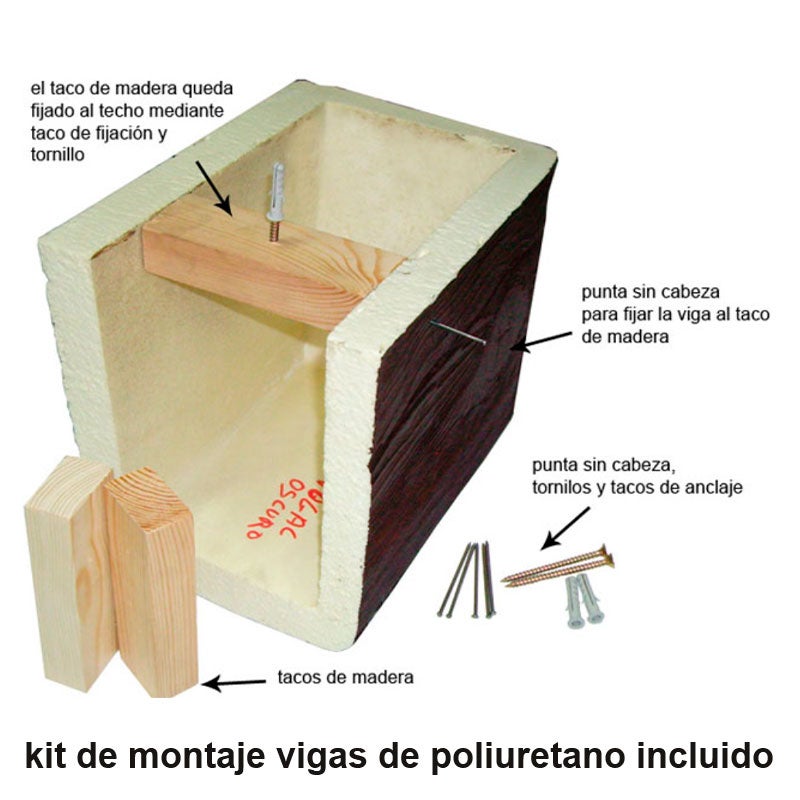 Viga Imitación Madera color Roble 12x12x300 cm fabricada en Poliuretano - 3