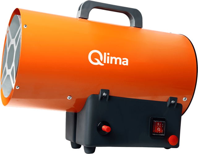 Chauffage de chantier gaz GFA 1010 Qlima avec détendeur gaz orange/gris