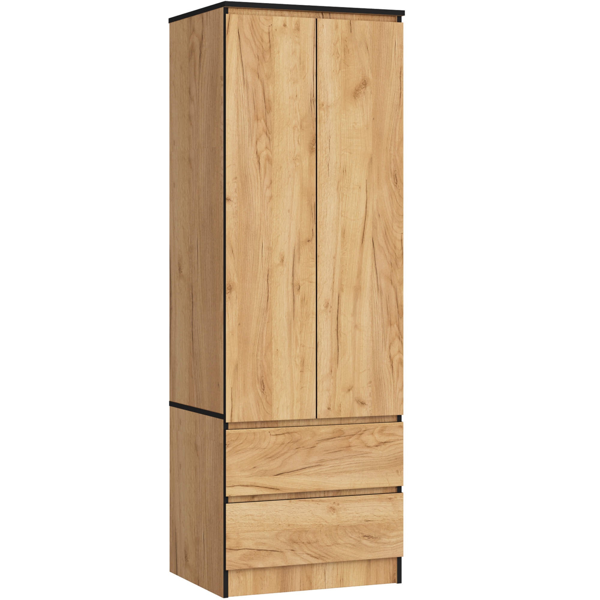 Szafa AKORD S60 Dąb Craft 60 cm 2 drzwi 2 szuflady kolor Dąb Craft mat 1 półka 60x51x180 cm