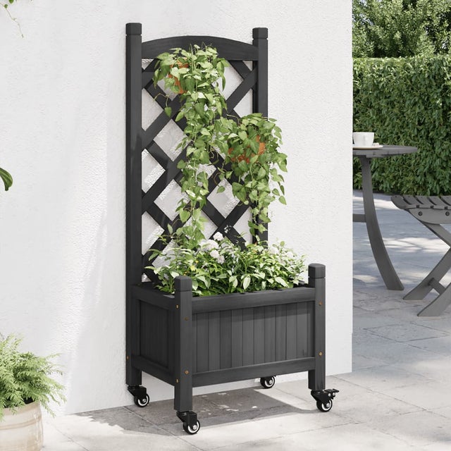 Macetero Con Enrejado Para Trepadoras – Madera Maciza De Abeto, Con Ruedas Plegables, Ideal Para Jardín Y Terraza (Marrón)