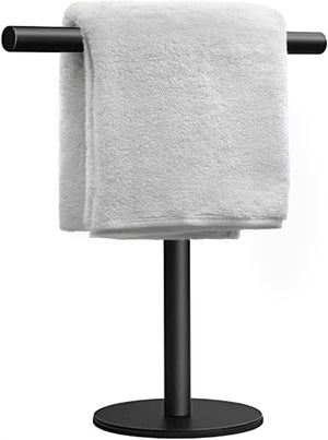 Porte-Serviettes Sur Pied Noir Design – Sans Perçage, Idéal Salle De Bain Ou Cuisine