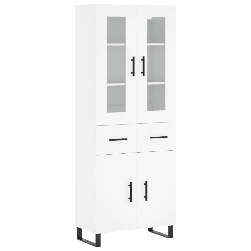 Buffet haut Blanc 69,5x34x180 cm Bois d'ingénierie - 2