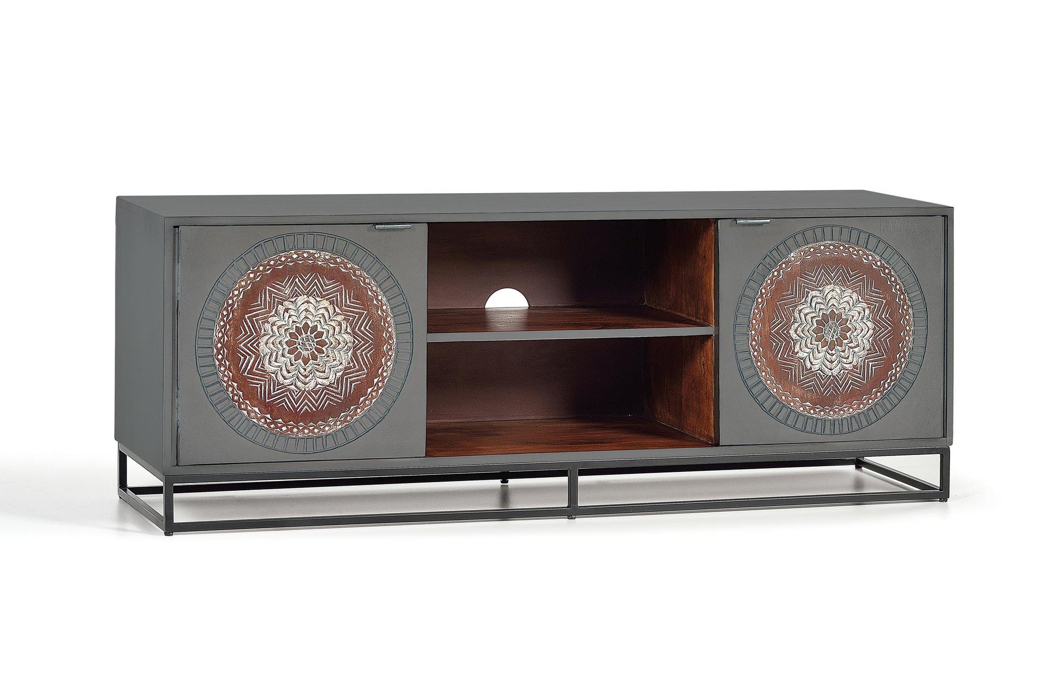 Stojak pod telewizor z drewna mango 150 cm, nowoczesny, etniczny, industrialny, 56x150x40 GYC