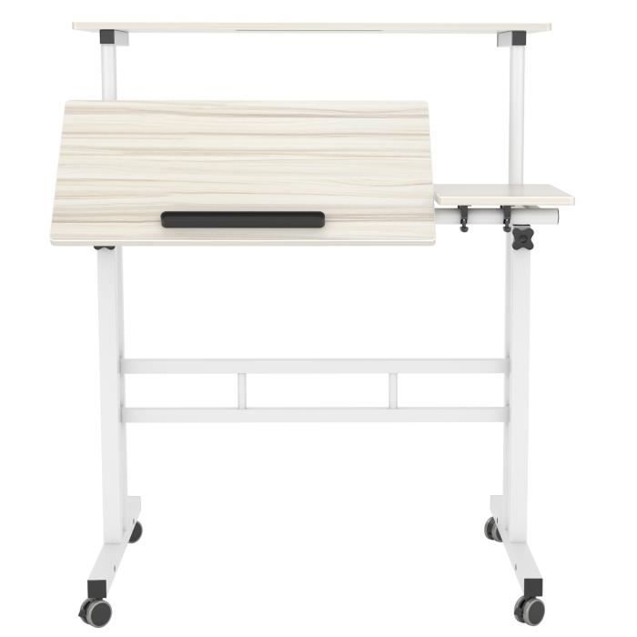 DSEWTEZXI Bureau de lit électrique mobile réglable en hauteur avec tiroir, table de lit à roulettes