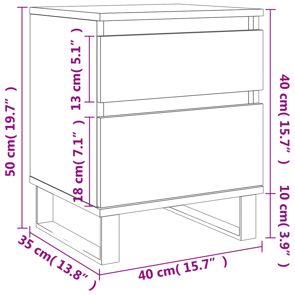 Table de chevet chêne fumé 40x35x50 cm bois d’ingénierie - 8