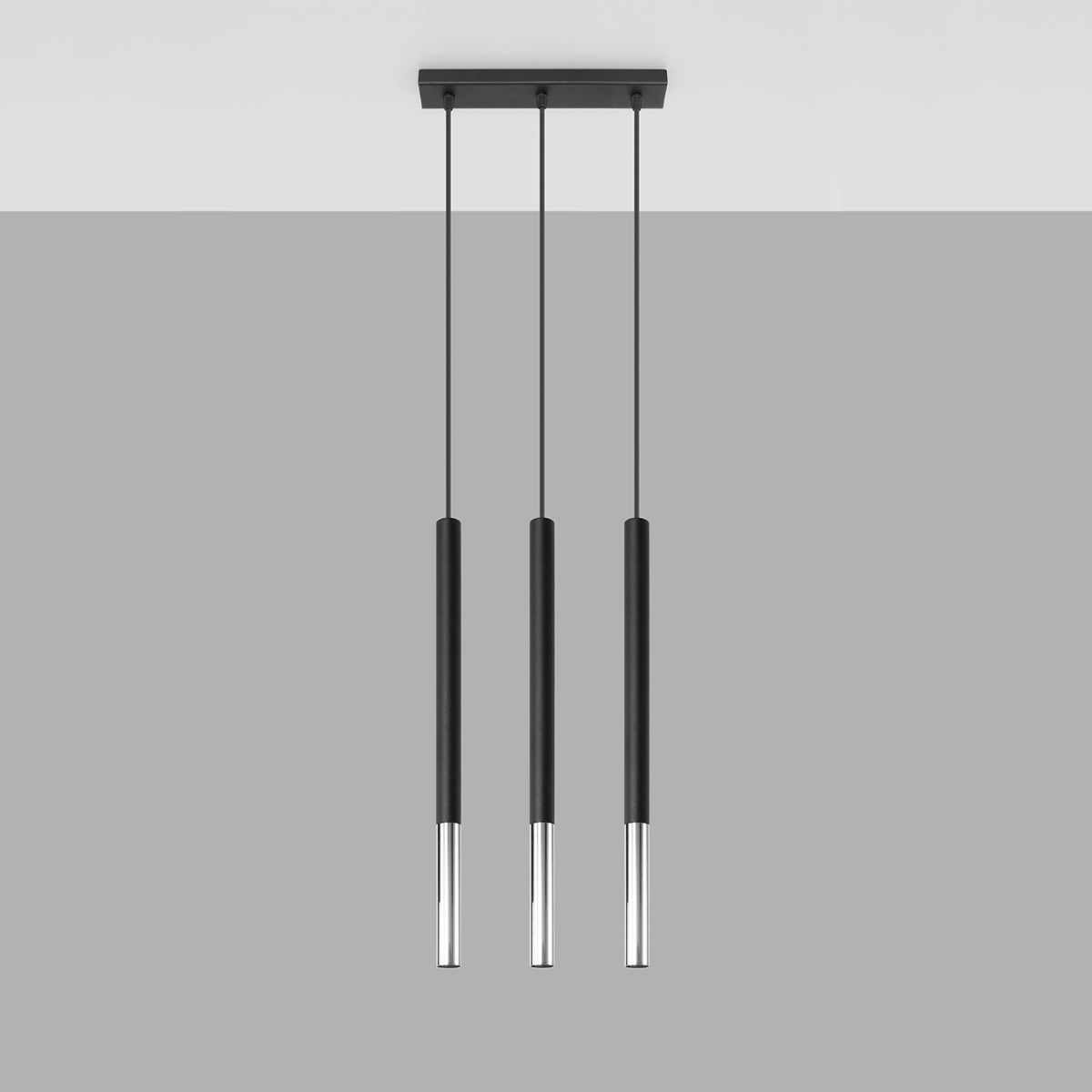 Lampa wisząca FLAR 3L czarny/chrom LED 4000K - 30x5x90cm Sollux