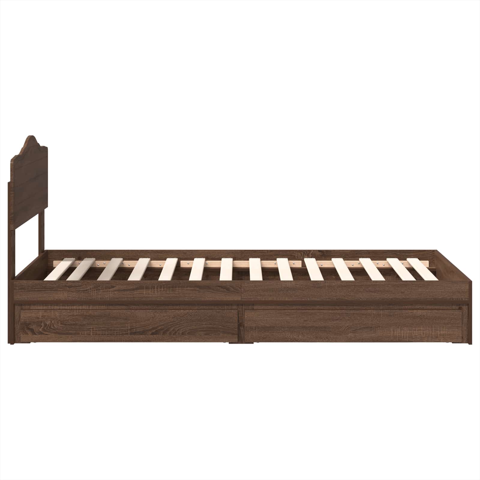 Lit avec rangement, panneau de bois, chêne brun, pour la chambre, 70 × 190 cm - 9