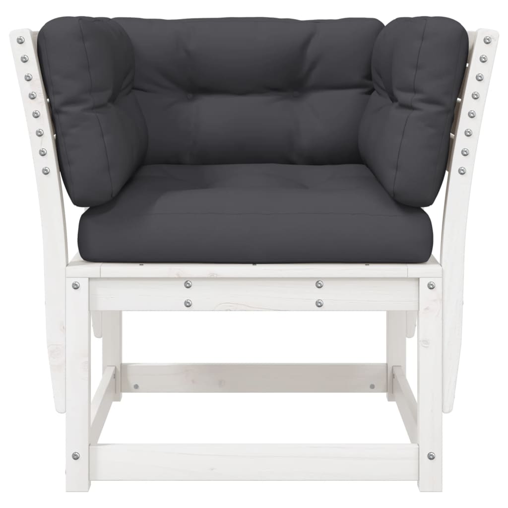 Canapé de jardin，Canapé d'extérieur，Banquette，Sofa de jardin accoudoir avec coussins blanc bois massif pin CFW11134 - 5