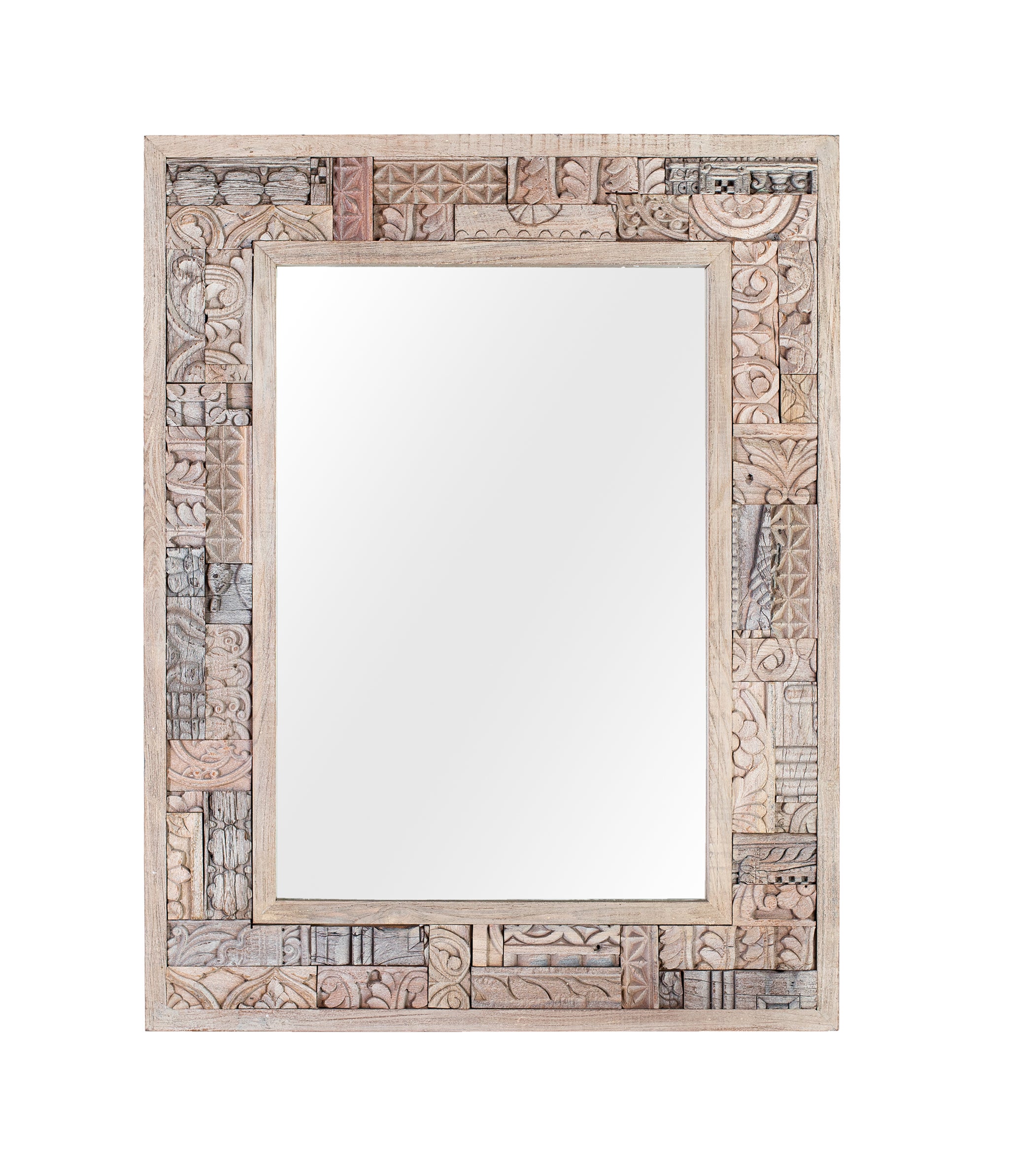 Espejo de madera de roble recuperada 85 cm Estilo Boho Étnico