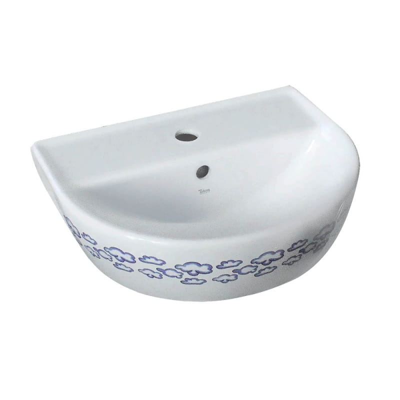 Umywalka dla dzieci 35x45x18 cm podwieszana ceramiczna we wzorki chmurki, CeraStyle